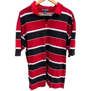 LA Gate Collection Polo Shirt Striped Mens 2XL Red Black Big Tall Short Sleeve